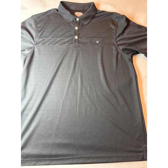 Callaway Mens Polo Shirt L Black Polyester Short Sleeve Golf Apparel - Picture 2 of 11